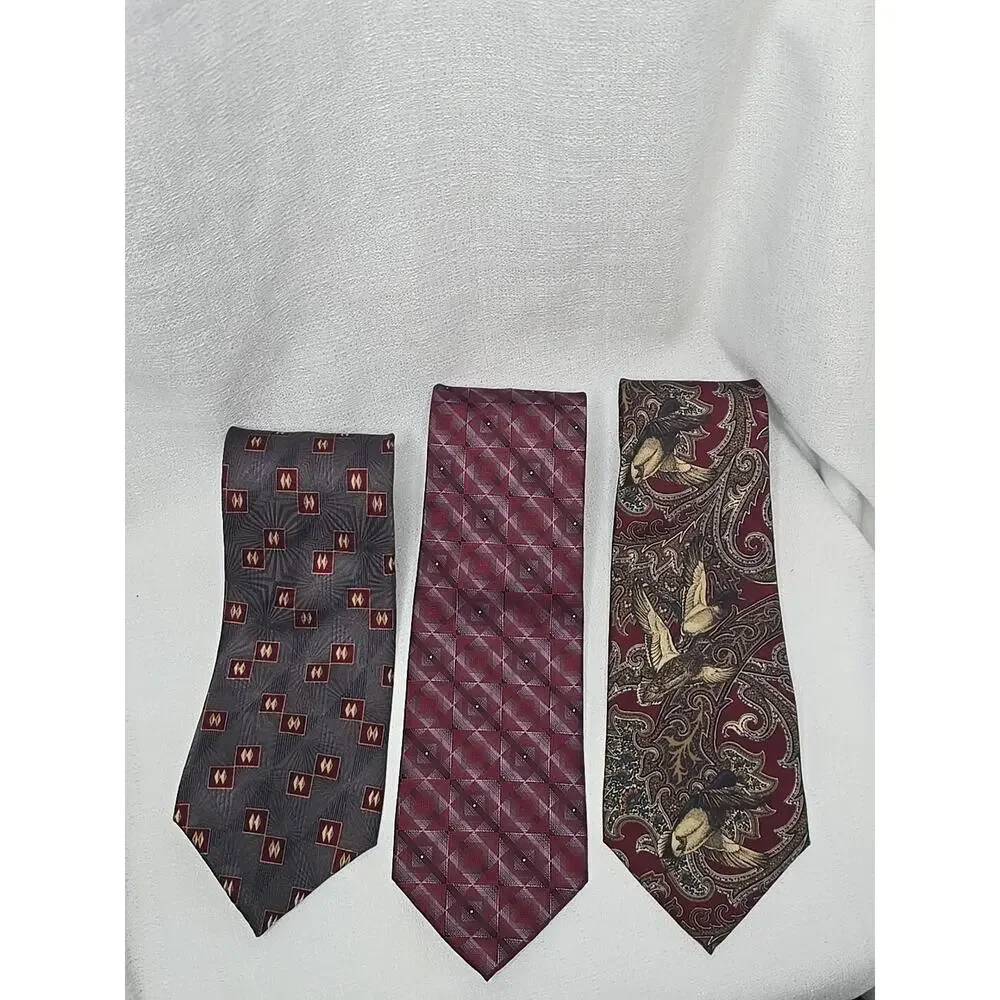 Lot of 6 Vintage Ties Designer Neckties Burgandy Collection Mallard Paisley Silk